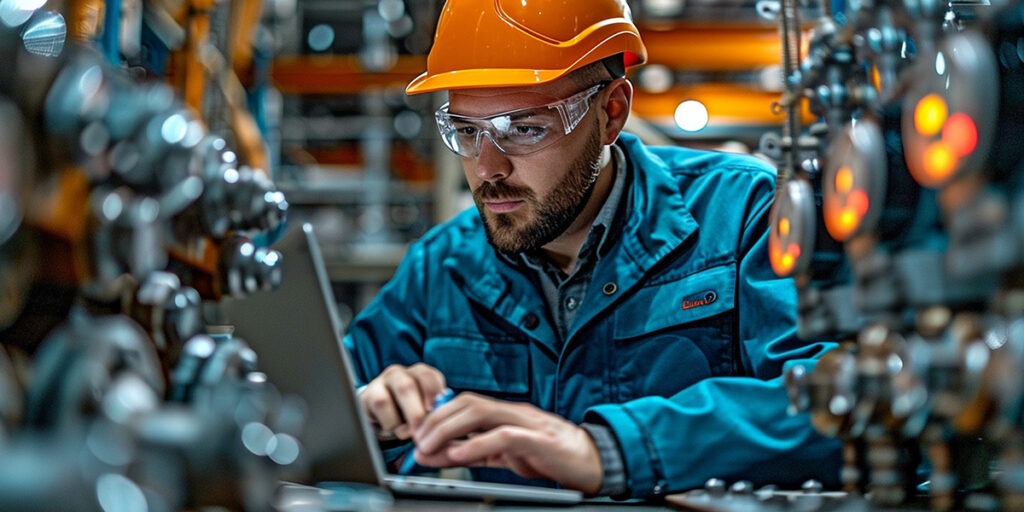 Factory worker implementing Tri Tech's operational technology strategy